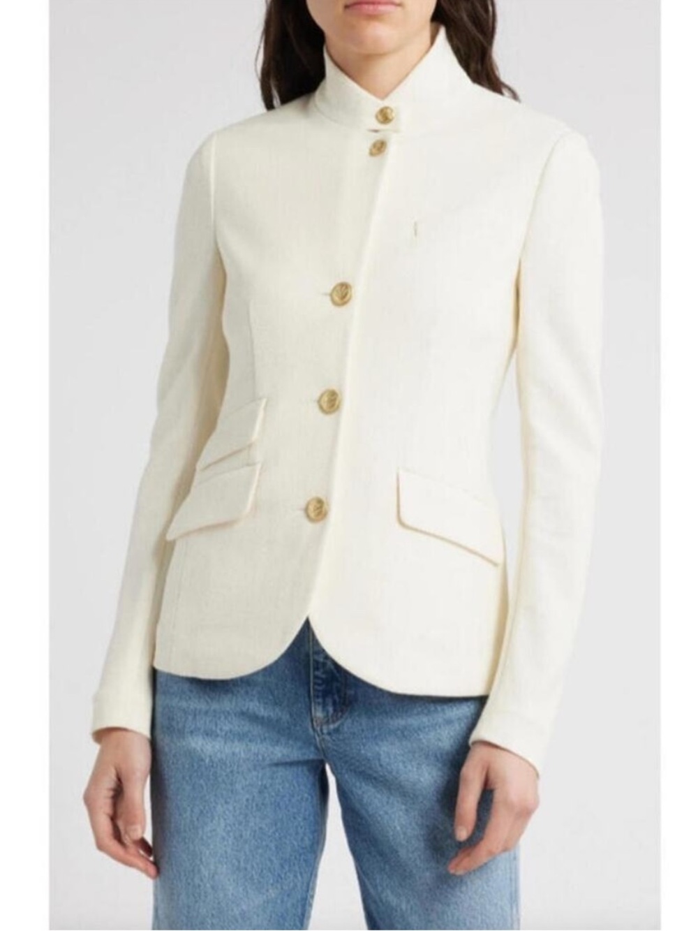 Rag & Bone Slade Textured Ivory Knit Blazer 10